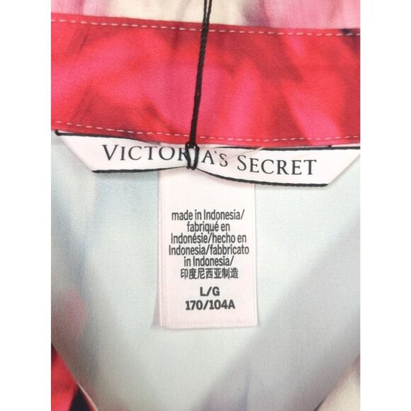 Victorias Secret Size L Womens Floral Satin After Hours Pajama Shirt New - Picture 5 of 9
